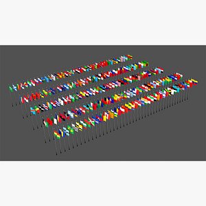 All World Countries Flags Low-poly 3D model 3D model