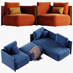 3D Saba Italia Metis sofa set 2 model