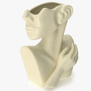 Abstract Bust Vase Beige