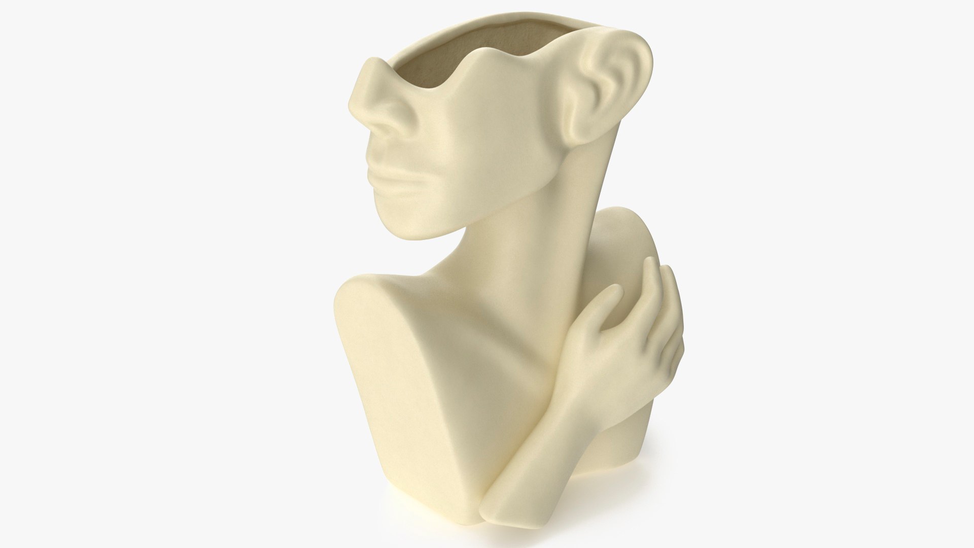 Abstract Bust Vase Beige 3D model preview