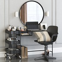 IKEA VITTSJO dressing table with ODGER chair and RASKOG cart