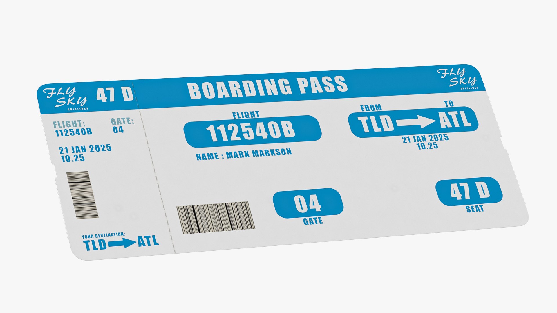 Blue Boarding Pass 3D - TurboSquid 2112945