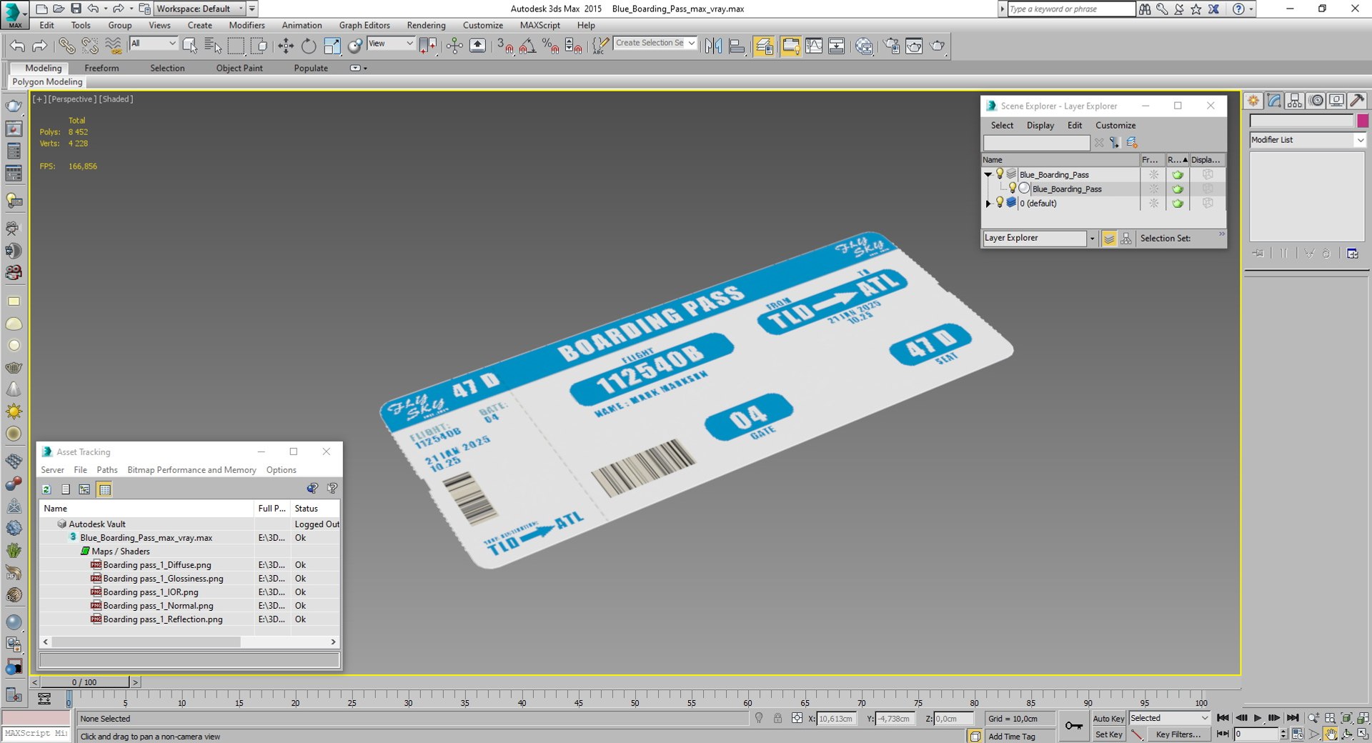 Blue Boarding Pass 3D - TurboSquid 2112945