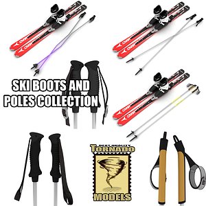 3d skis boots poles model
