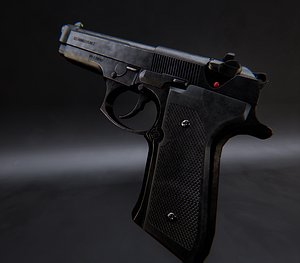 Beretta M9 pistol and Hitman's Bedroom diorama. — polycount