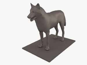 3D animals mammal gray wolf model