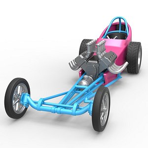 Diecast Front engine old school dragster with shell Version 5 Scale 1 to 25 3D model