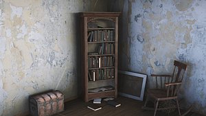 3D Dusty Old Bookshelf model