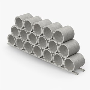 Concrete Pipes Stack 3D model