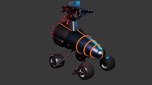 3D Cyber mini Car with Machine gun