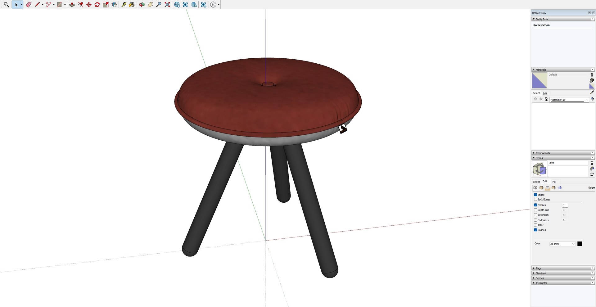 3D Model Stool Upholstered - NET WORK PLACE Organic - TurboSquid 2190012