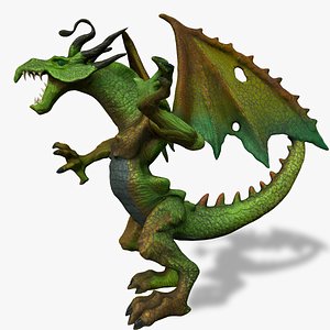 3D Evil green dragon model