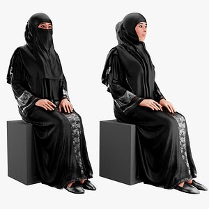 3D Arab women sitting model