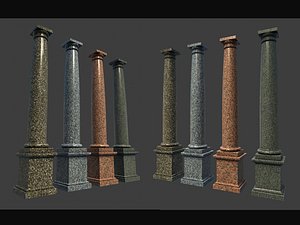 Marble Roman Tuscan Columns With Pedestal high low polygon