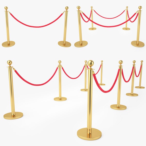 3D red velvet rope stanchion