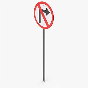 No Right Turn Road Sign model