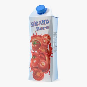 3D Drink Carton Pack with Screw Cap Mockup Blue