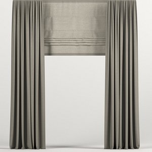 curtains brown roman 3D model