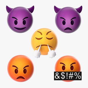 emoji angry faces 3D model