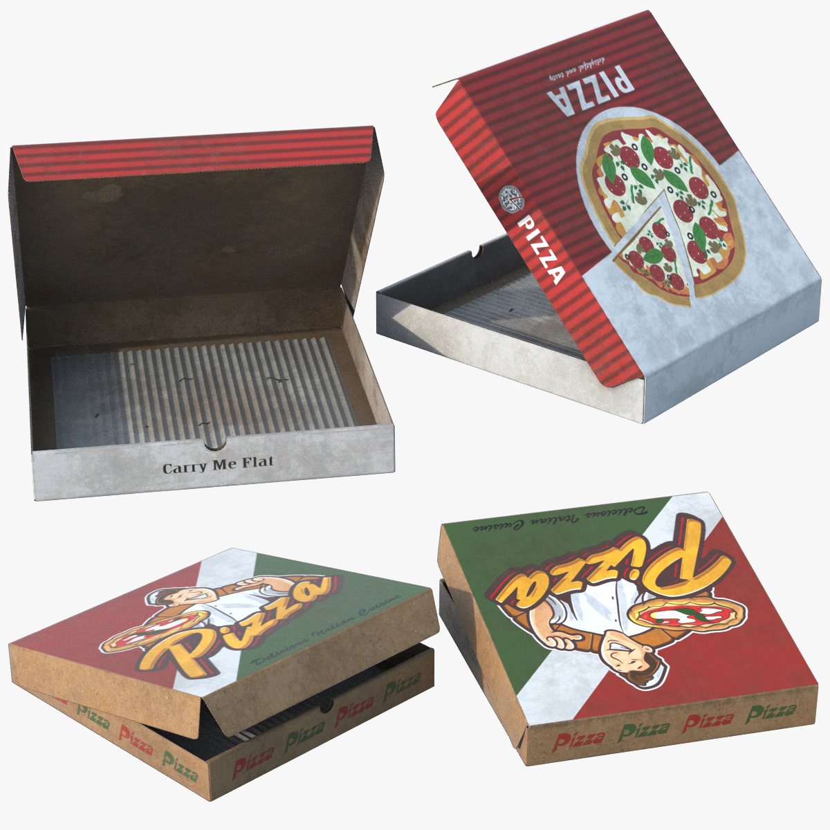 In Welchen Müll Gehören Pizzakartons 2 Pizzakartons schmutzig 3D-Modell - TurboSquid 1725311