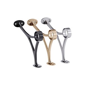 3D Polished Solid Brass Wall Mount Bar Bracket for Hanging Rail