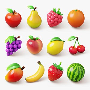 Set of Stylized Colorful Fruits