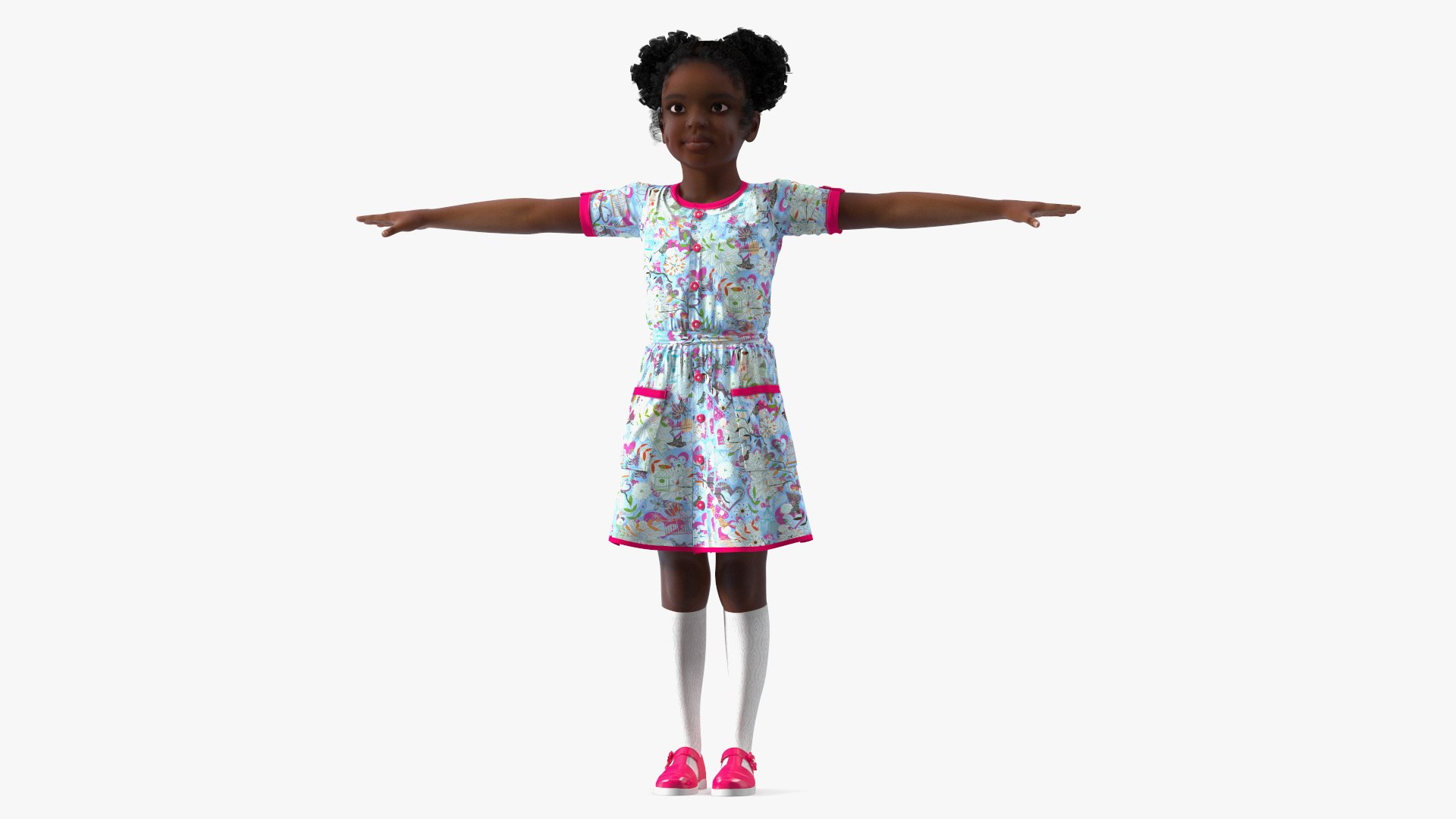 Everyday Style Black Girl Child Rigged 3D model preview