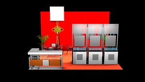 3D 3 side open stand model