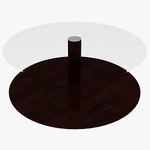 3D model Wooden Mahogany Glass Round Coffee Table