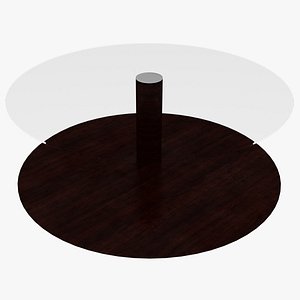 Wooden Mahogany Glass Round Coffee Table
