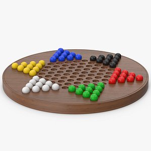 3D Chinese Checkers Dark Wood