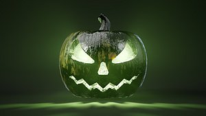 Rigged and animated venomous halloween pumpkin with 4K PBR 3D model