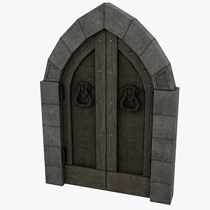 Medieval Door Arched Double Tear Handles 3D Model Low-poly 3D model