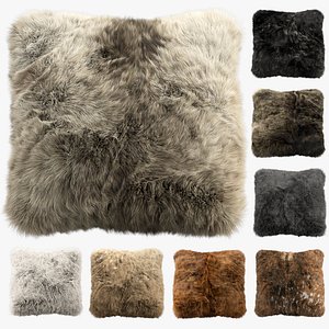 3D Fur pillows set 2 model