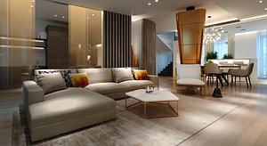 living room modern 3D