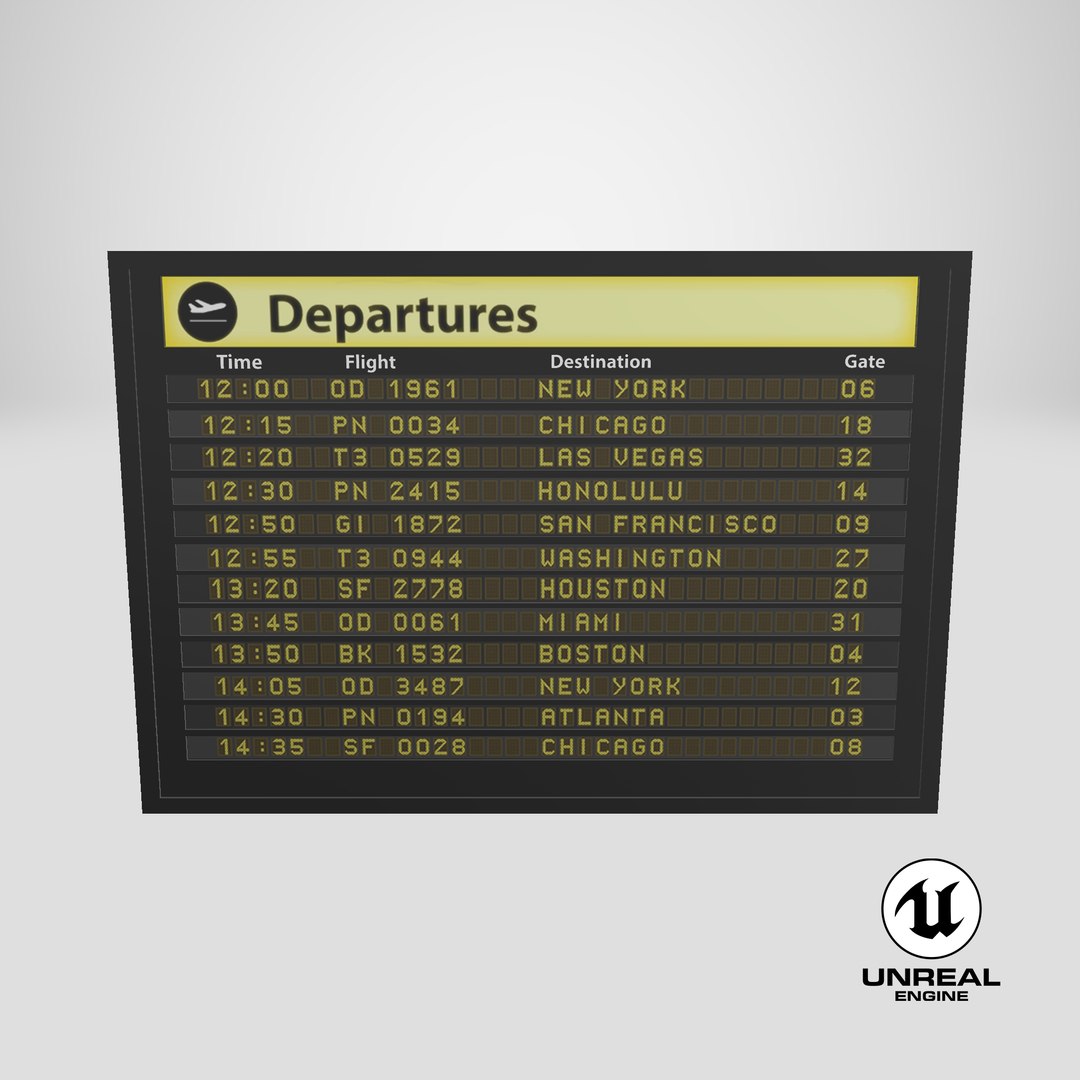 3D airport information board https://p.turbosquid.com/ts-thumb/0B/vfC3JR/UBUsvjS8/unreal_capture/png/1524122563/1920x1080/fit_q87/f0b361566935274723ade2afc12ef9700d81f364/unreal_capture.jpg