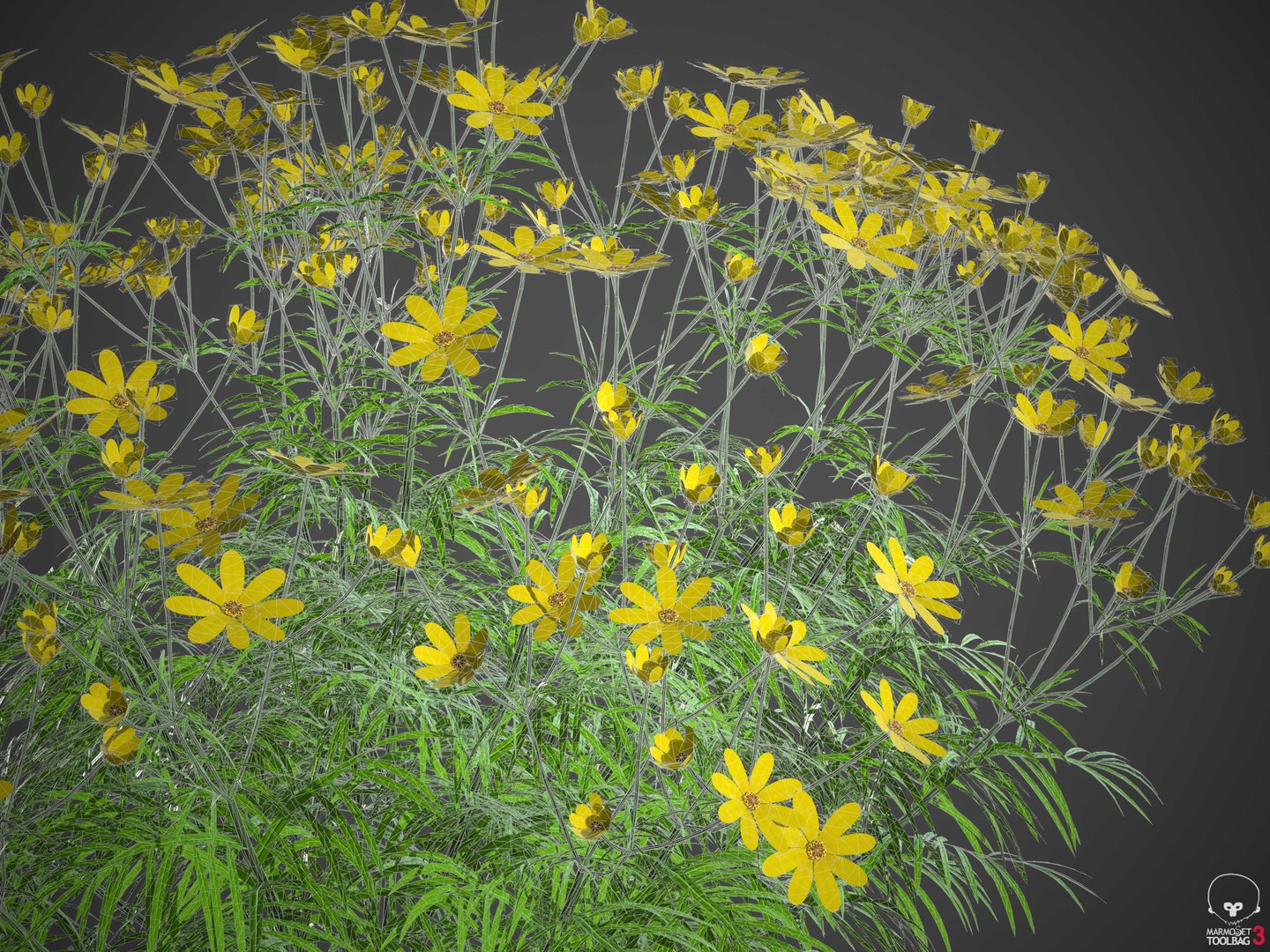 XfrogPlants Pot of Gold - Coreopsis Verticillata 3D model https://p.turbosquid.com/ts-thumb/0B/z9Ppxf/TO/wireframe2/jpg/1620330429/1920x1080/fit_q87/797862b31b87a523f965a23b4120b3f9fc6feac2/wireframe2.jpg
