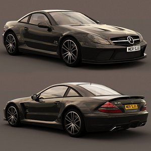 mercedes benz SL65 AMG black 2009 3D model