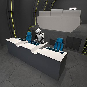 3D Futuristic Command Center With Pilots And Dashboards Black model