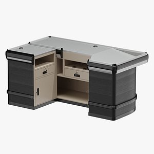Retail Checkout Counter Dark Wood 3D model