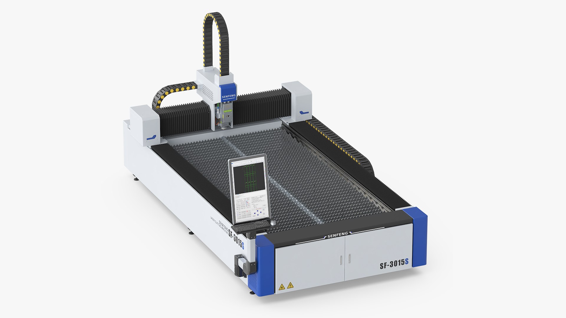 Senfeng SF3015S Laser Cutting Machine Rigged 3D model preview