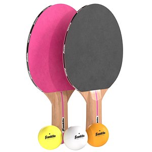 Table tennis paddle pink with balls 3D model