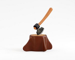 3D Axe in stump
