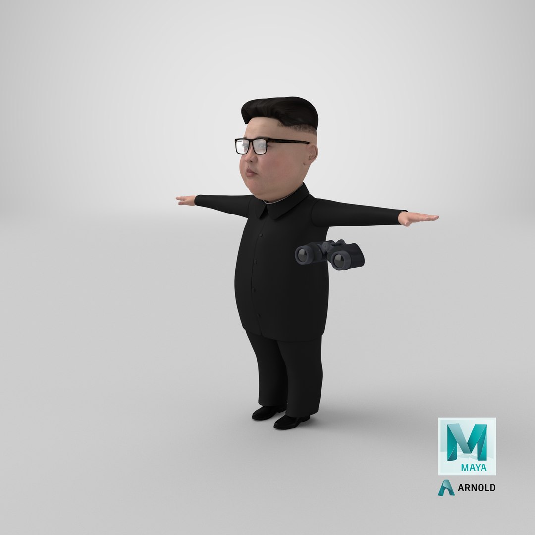 Cartoon Kim Jong Un 3D model https://p.turbosquid.com/ts-thumb/0C/KsmIgB/Bv/stemcell_maya_arnold_render/png/1670956194/1920x1080/fit_q87/84035f2da19077c9c56bb651439e82e864d17301/stemcell_maya_arnold_render.jpg