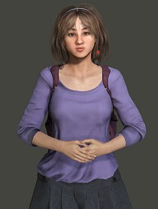 AAA REALISTIC FEMALE 3D CHARACTER BLONDE TEENAGE STUDENT