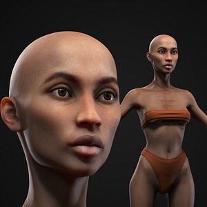 Black skinny woman body 3D model