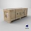 Wide Narrow Wooden Crate - Customizable Shipping Box 3D model