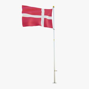 3D Pole Flag Denmark model
