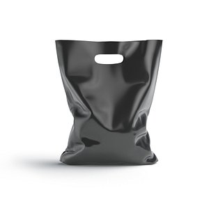 Black Die-cut Plastic Bag - handle packet stand 3D