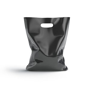Black Die-cut Plastic Bag - handle packet stand